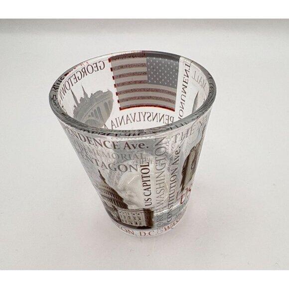 Washington D C Souvenir Shot Glass American Flag Iconic City Landmarks Design - Picture 4 of 9